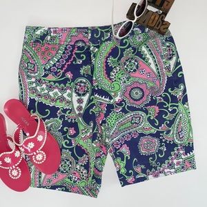 🌴LILLY PULITZER Vintage Paisley/Floral Bermuda Shorts in Royal Poinciana Print